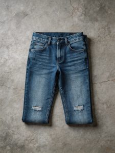 Mens slim fit distressed denim jeans