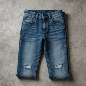 Mens slim fit distressed denim jeans